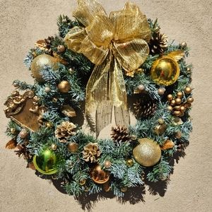 Handmade Golden Angel Christmas Wreath